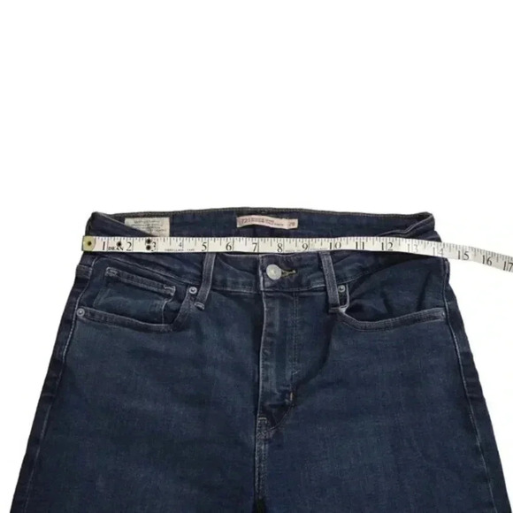 Levi's 721 High Rise Skinny Premium Jeans Blue Ripped Distressed Dark Wash 28 - Picture 13 of 16